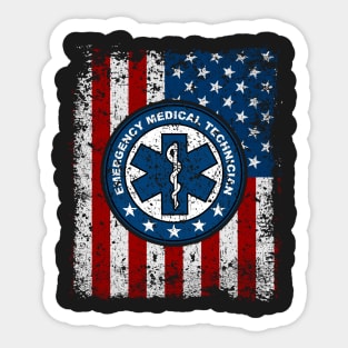 Emergency Medical Technician American Flag Sticker